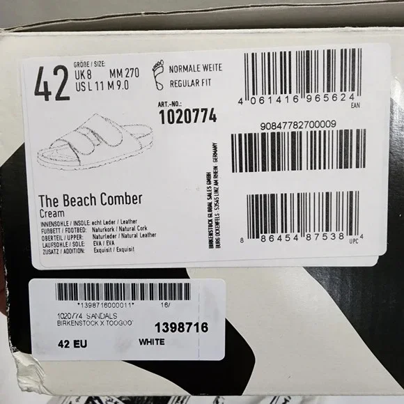 Birkenstock The Beach Comber Sandals in Cream L11 M9 - Picture 9 of 9